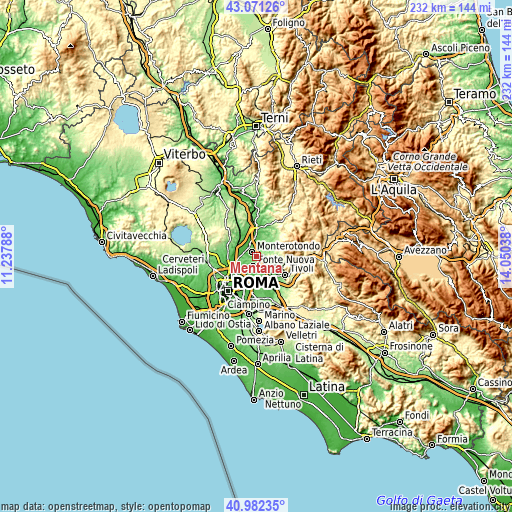 Topographic map of Mentana