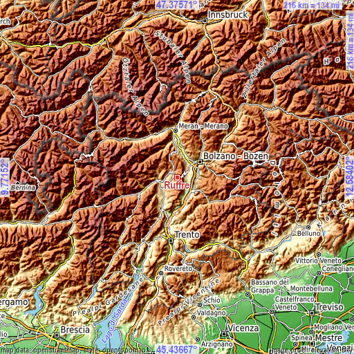 Topographic map of Ruffrè