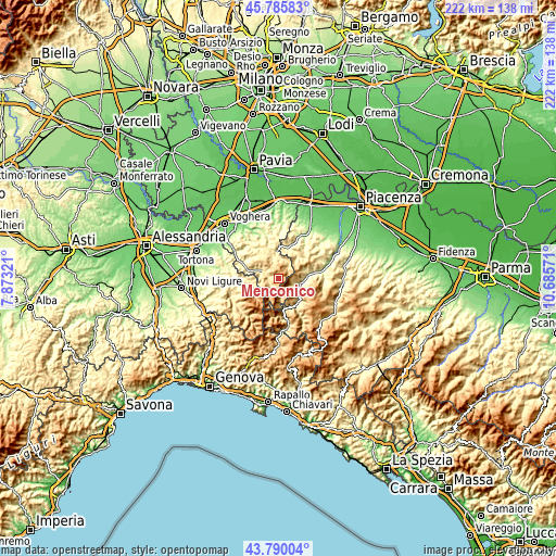 Topographic map of Menconico