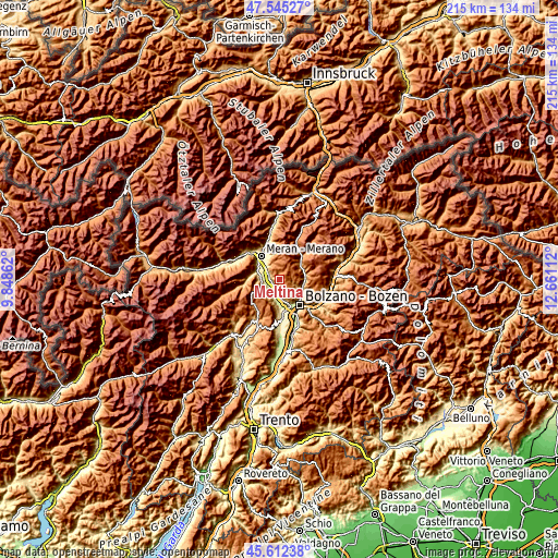 Topographic map of Meltina