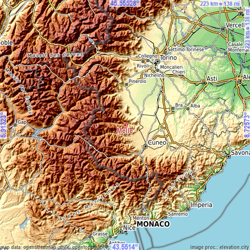 Topographic map of Melle