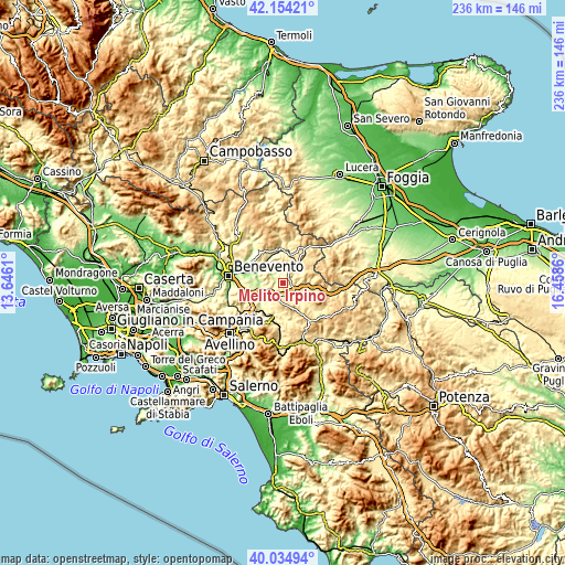 Topographic map of Melito Irpino