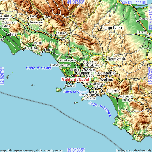 Topographic map of Melito di Napoli