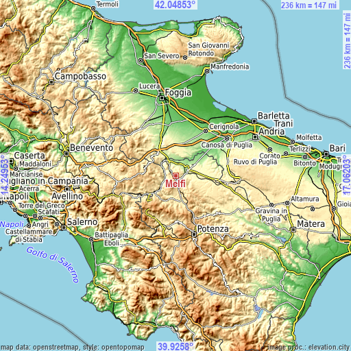 Topographic map of Melfi