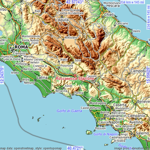 Topographic map of Roccasecca Stazione