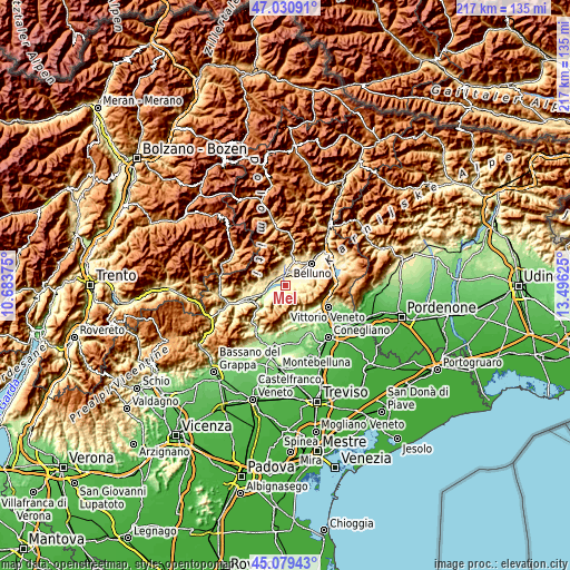 Topographic map of Mel