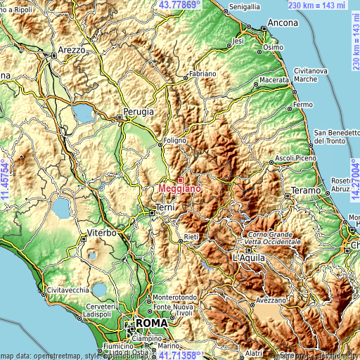 Topographic map of Meggiano