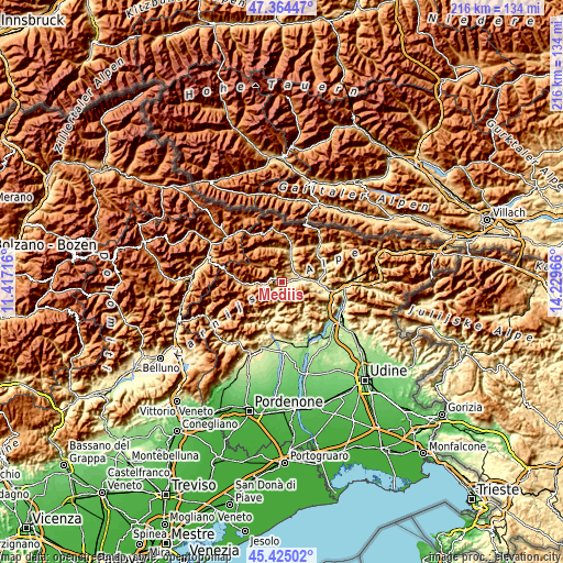 Topographic map of Mediis