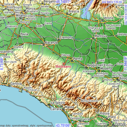 Topographic map of Medesano