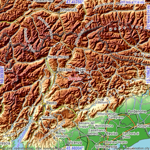 Topographic map of Mazzin