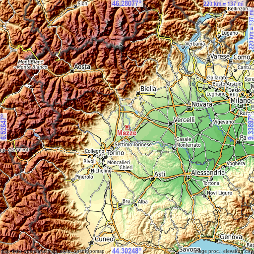 Topographic map of Mazze