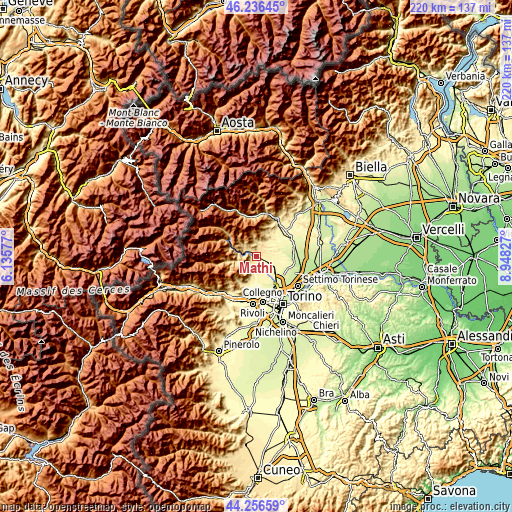 Topographic map of Mathi