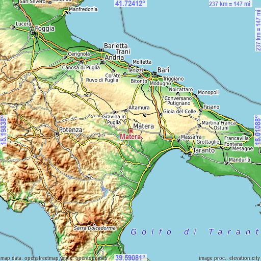 Topographic map of Matera