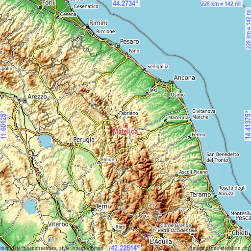 Topographic map of Matelica