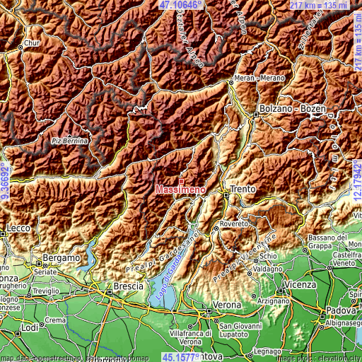 Topographic map of Massimeno