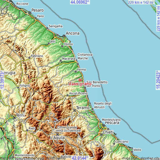 Topographic map of Massignano