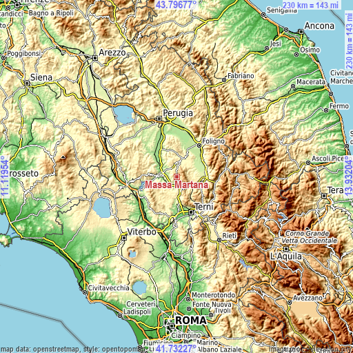 Topographic map of Massa Martana