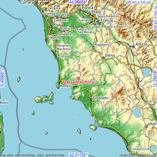 Topographic map of Massa Marittima