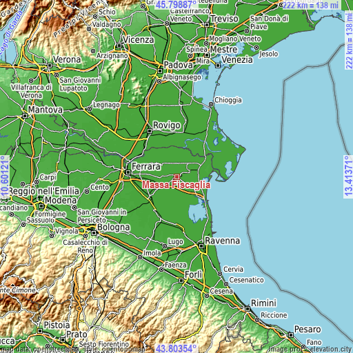 Topographic map of Massa Fiscaglia