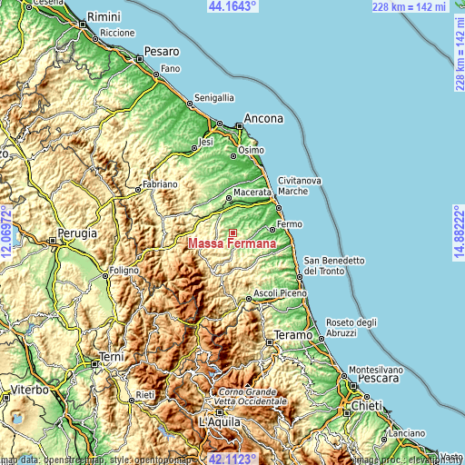 Topographic map of Massa Fermana