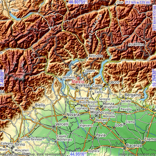 Topographic map of Marzio