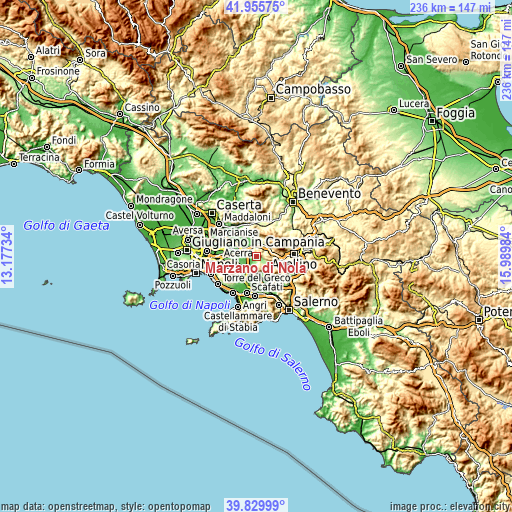 Topographic map of Marzano di Nola