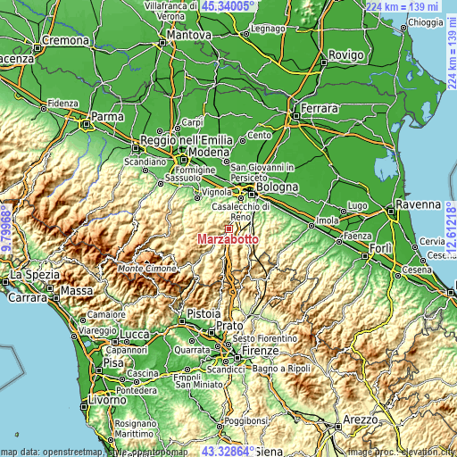 Topographic map of Marzabotto