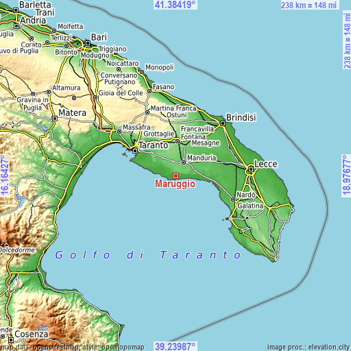 Topographic map of Maruggio