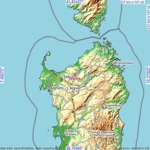 Topographic map of Martis