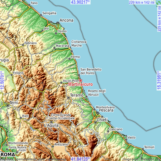 Topographic map of Martinsicuro