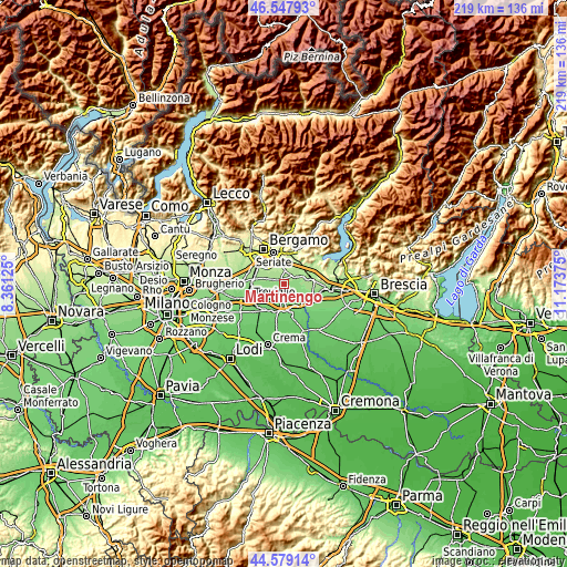 Topographic map of Martinengo