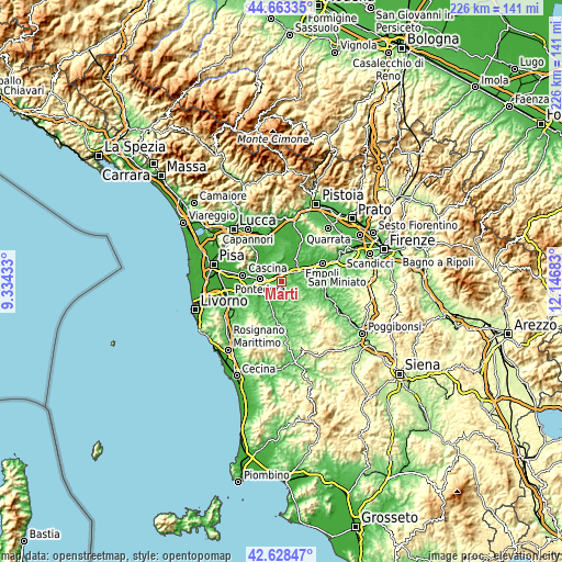 Topographic map of Marti