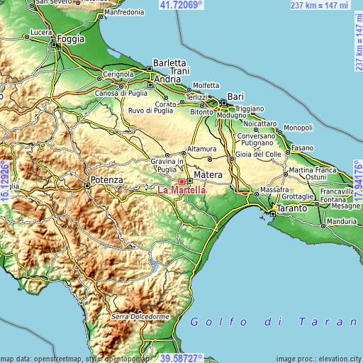 Topographic map of La Martella