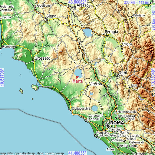 Topographic map of Marta
