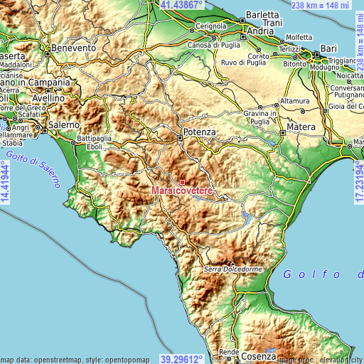 Topographic map of Marsicovetere