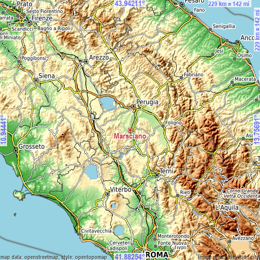 Topographic map of Marsciano