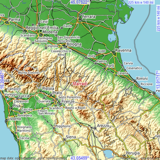 Topographic map of Marradi