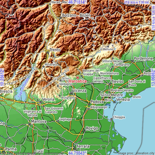 Topographic map of Marostica