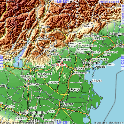 Topographic map of Marola