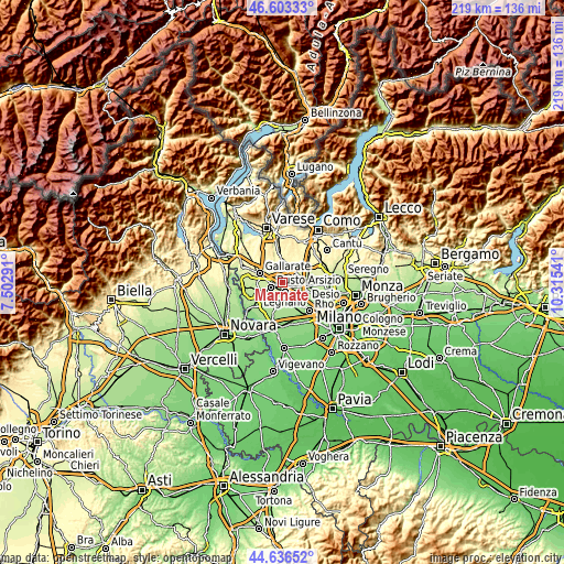 Topographic map of Marnate