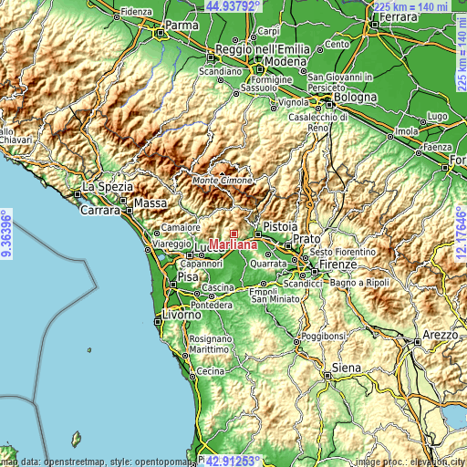Topographic map of Marliana