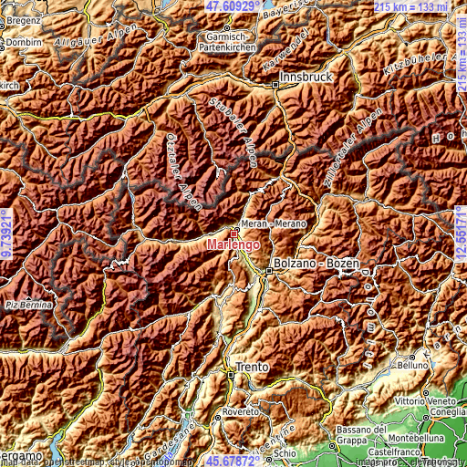 Topographic map of Marlengo