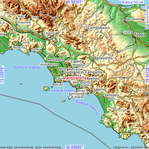 Topographic map of Mariglianella