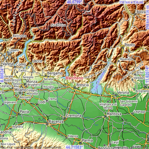 Topographic map of Marcheno