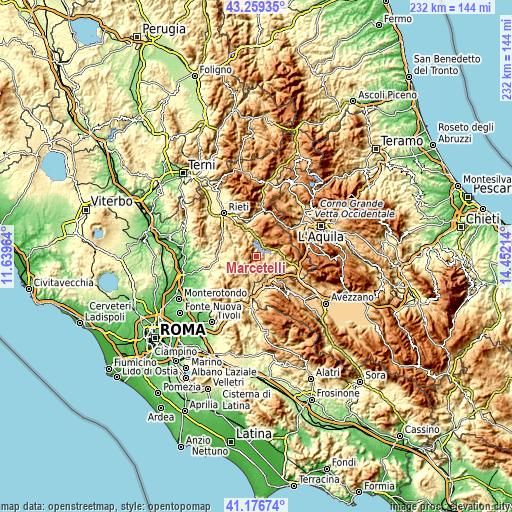 Topographic map of Marcetelli