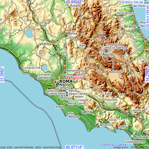 Topographic map of Marcellina