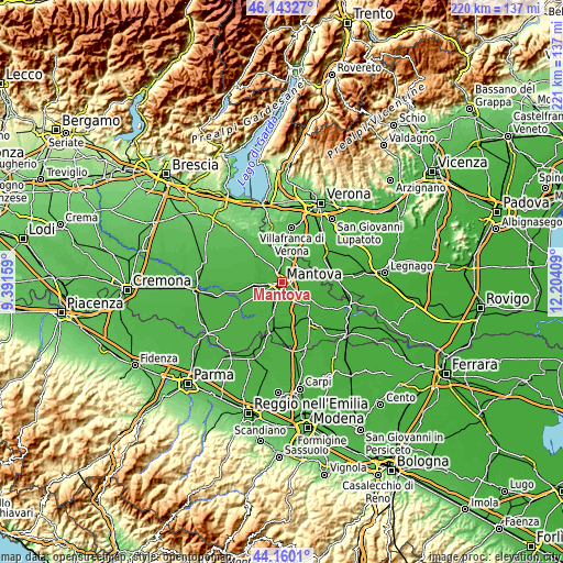 Topographic map of Mantova