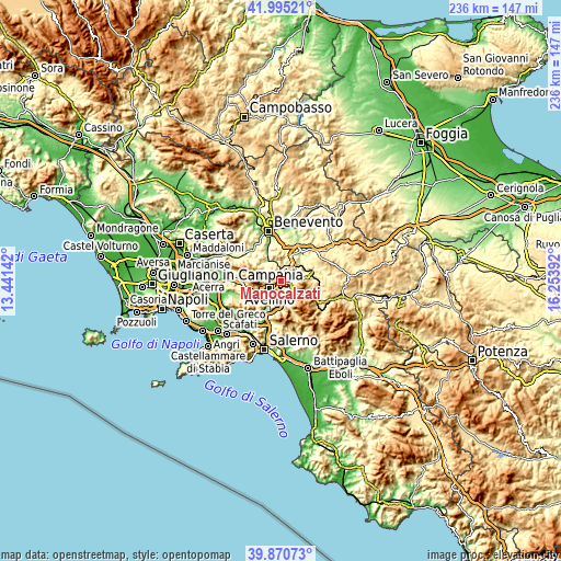 Topographic map of Manocalzati