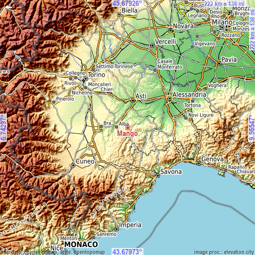 Topographic map of Mango