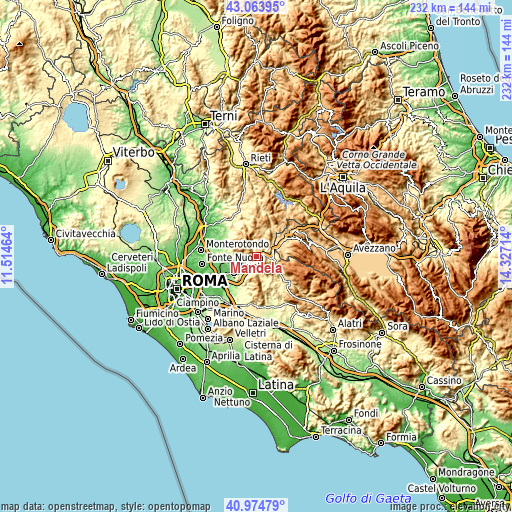 Topographic map of Mandela